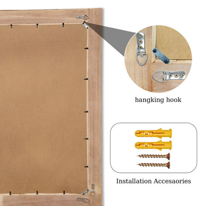 Specchio da bagno piatto con cornice in legno massello