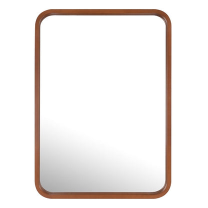Specchio da parete rettangolare con angoli arrotondati e cornice in legno massello