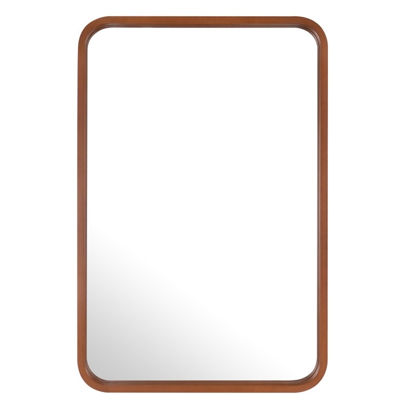 Specchio da parete rettangolare con angoli arrotondati e cornice in legno massello
