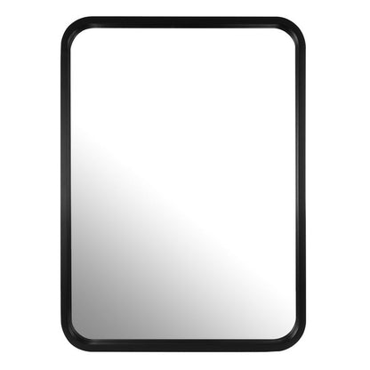 Specchio da parete rettangolare con angoli arrotondati e cornice in legno massello