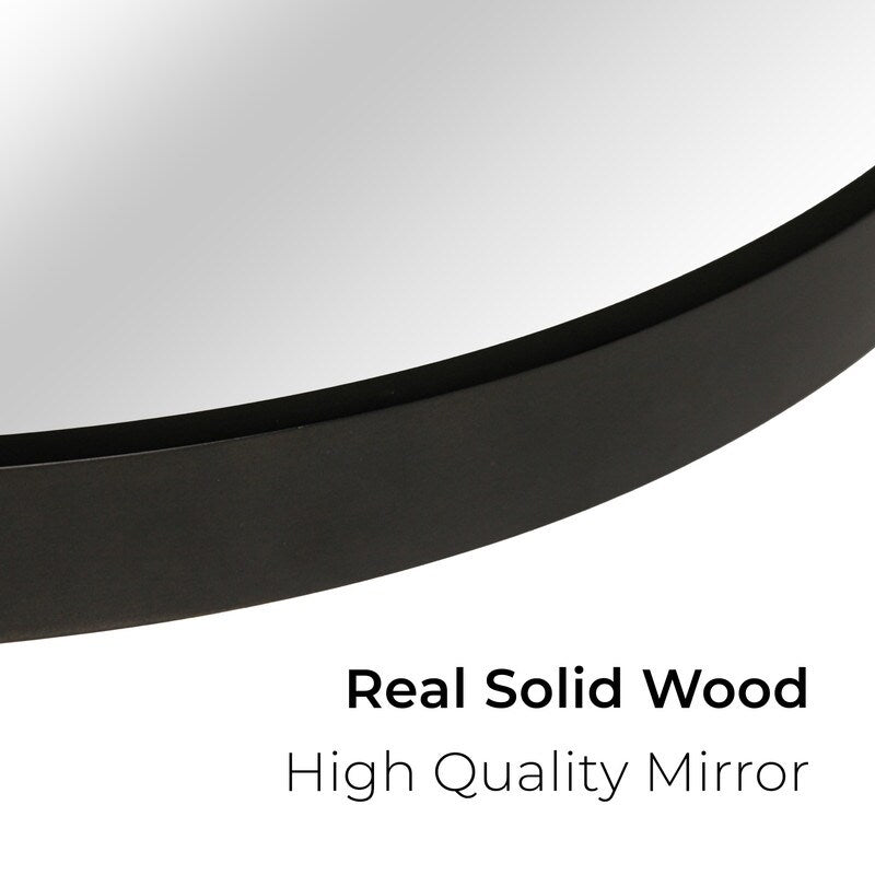 Specchio da parete rotondo classico in stile fattoria con cornice in legno