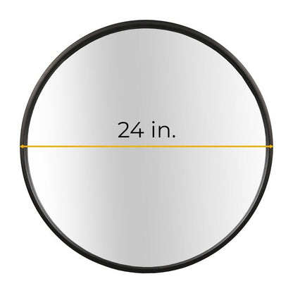Specchio da parete rotondo classico in stile fattoria con cornice in legno