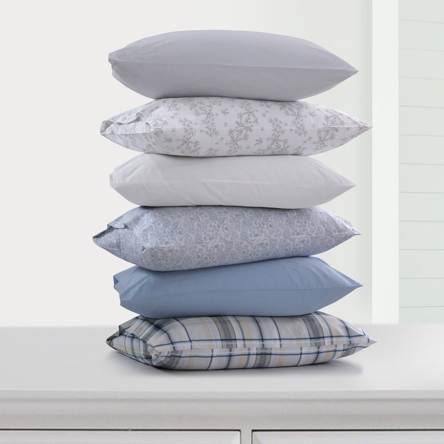 Set di lenzuola con tasche extra profonde in percalle di cotone a 300 fili, tinta unita o stampato