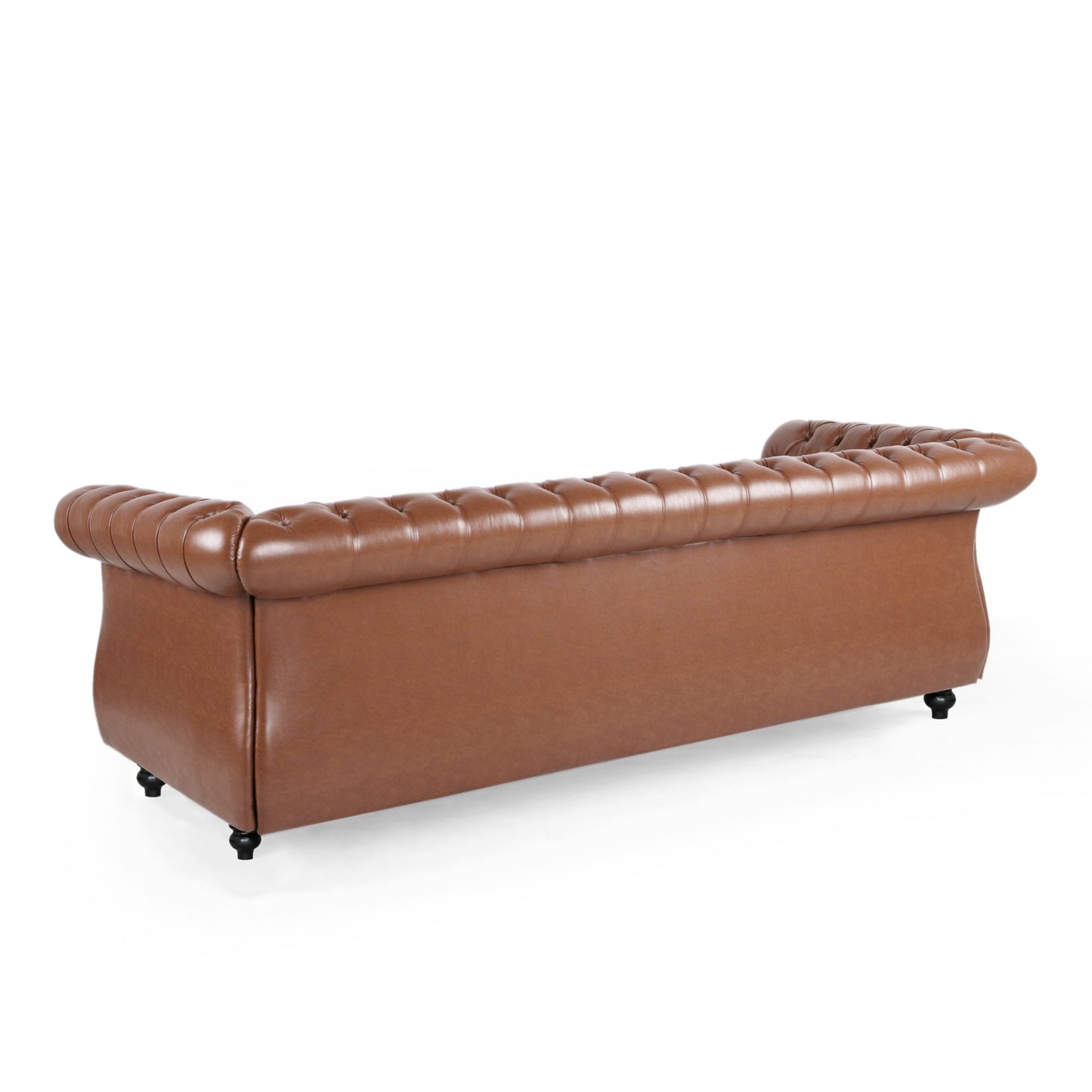 Divano in similpelle trapuntato Somerville Chesterfield con braccioli a volute di Christopher Knight Home