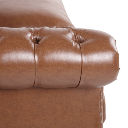 Divano in similpelle trapuntato Somerville Chesterfield con braccioli a volute di Christopher Knight Home