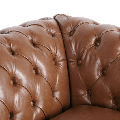 Divano in similpelle trapuntato Somerville Chesterfield con braccioli a volute di Christopher Knight Home