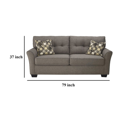 Divano letto Sona Full Size, poliestere grigio ardesia, 2 cuscini, 79 pollici