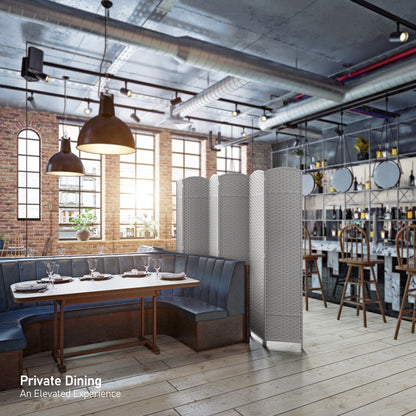 Divisorio per ambienti Sorbus a 6 pannelli, divisorio per la privacy alto, divisorio a parete pieghevole extra largo con doppia cerniera, intrecciato a mano - 6 piedi