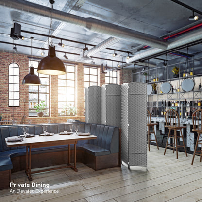 Divisorio per ambienti Sorbus a 6 pannelli, divisorio per la privacy alto, divisorio a parete pieghevole extra largo con doppia cerniera, intrecciato a mano - 6 piedi