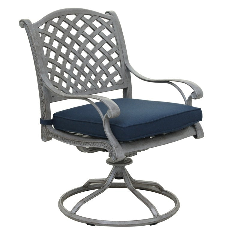 Set da pranzo rotondo in alluminio color bronzo anticato South Ponto da 5 pezzi con sedie girevoli di Havenside Home