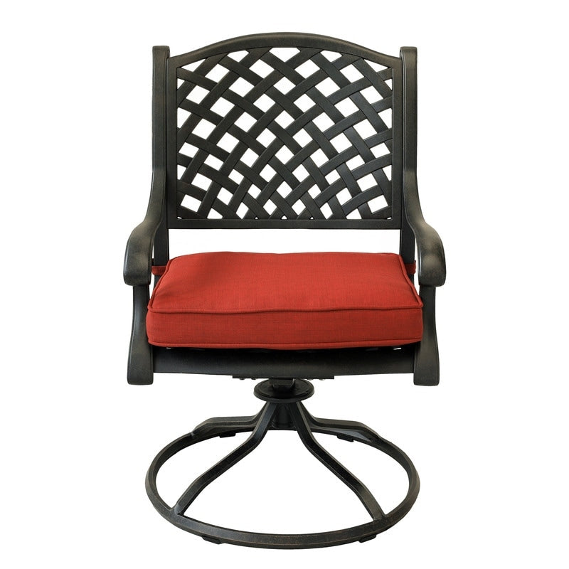 Set da pranzo rotondo in alluminio color bronzo anticato South Ponto da 5 pezzi con sedie girevoli di Havenside Home