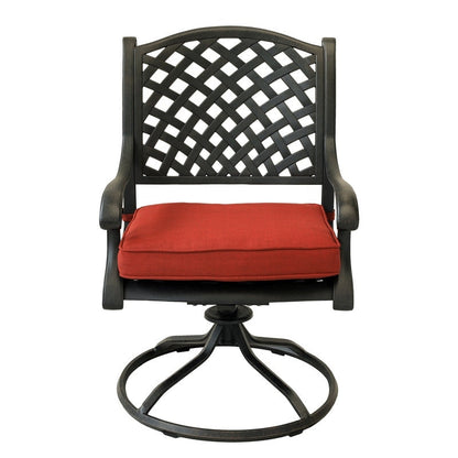 Set da pranzo rotondo in alluminio color bronzo anticato South Ponto da 5 pezzi con sedie girevoli di Havenside Home