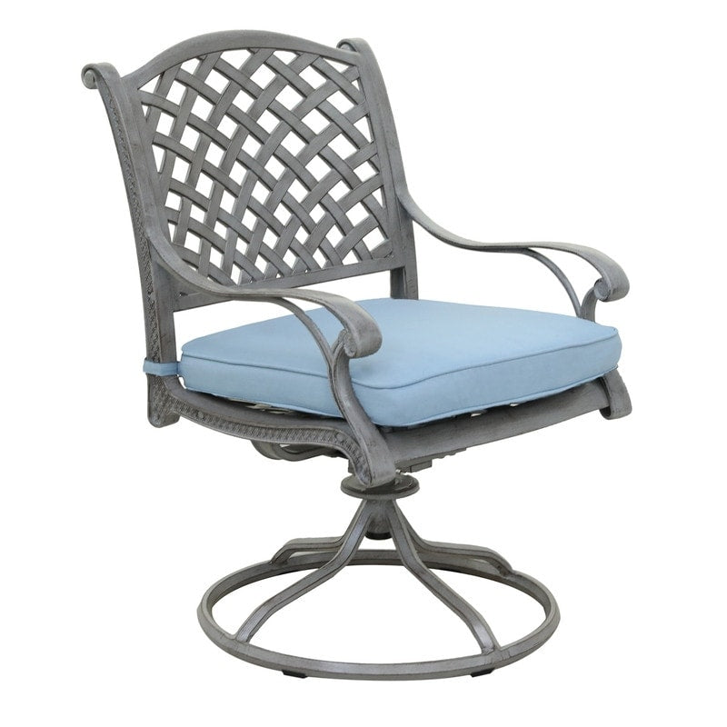 Set da pranzo rotondo in alluminio color bronzo anticato South Ponto da 5 pezzi con sedie girevoli di Havenside Home