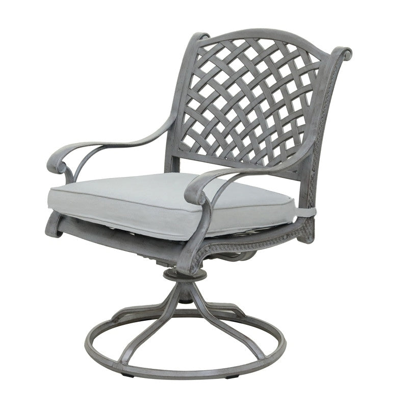 Set da pranzo in alluminio South Ponto da 7 pezzi con sedie girevoli imbottite di Havenside Home