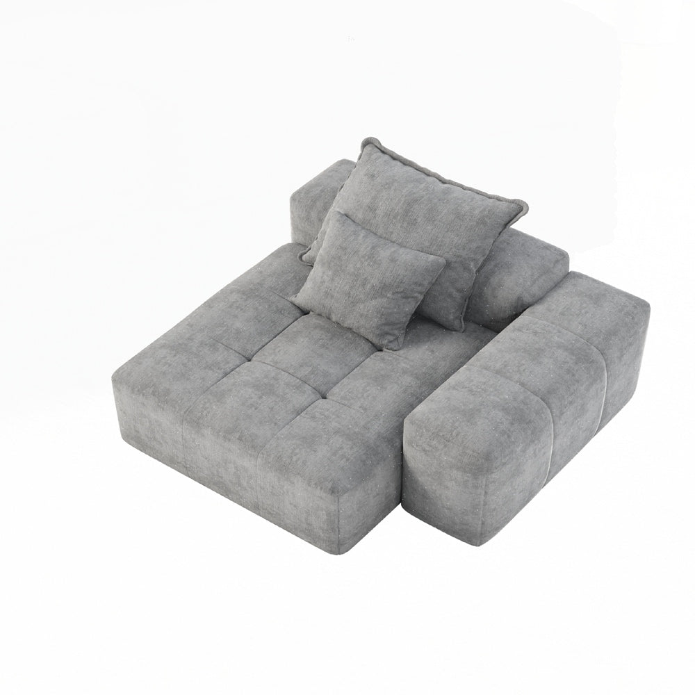 Divano con cuscino morbido in tessuto di ciniglia scintillante con 2 cuscini