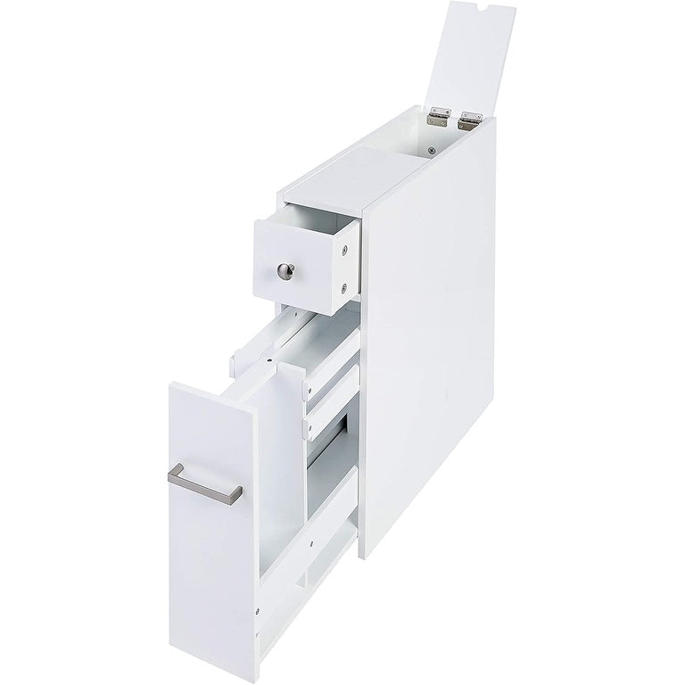 Mobiletto portaoggetti sottile per bagno Spirich Home, porta carta igienica indipendente, mobiletto portaoggetti con cassetto estraibile per bagno