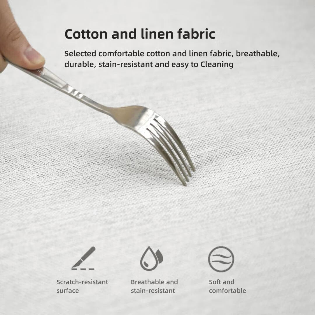 Divano dritto in tessuto con braccioli quadrati color beige