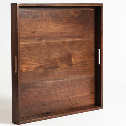 Vassoio da portata quadrato in legno di noce nero KINWELL con manici