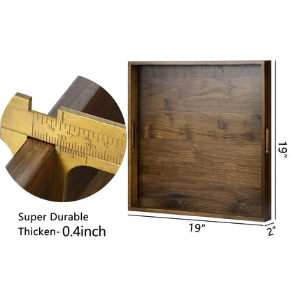 Vassoio da portata quadrato in legno di noce nero KINWELL con manici