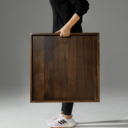 Vassoio da portata quadrato in legno di noce nero KINWELL con manici