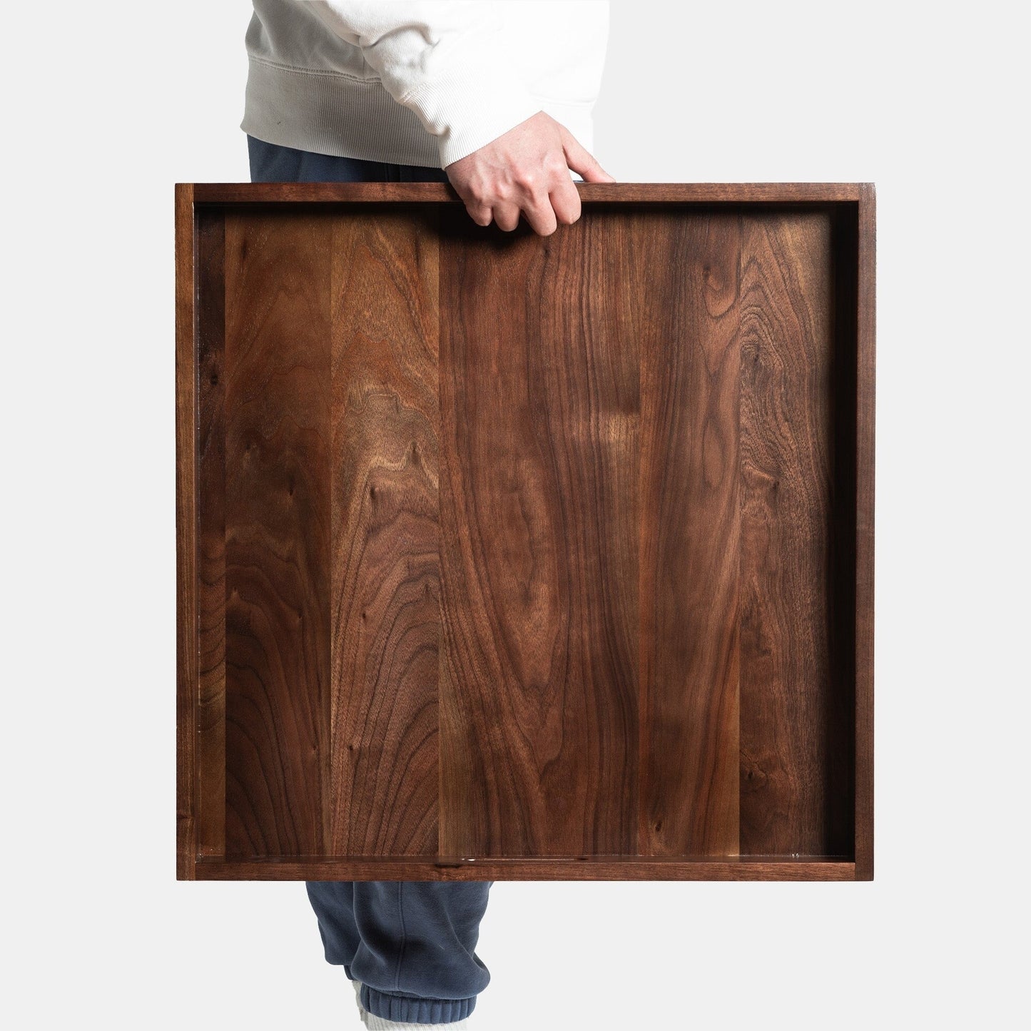 Vassoio da portata quadrato in legno di noce nero KINWELL con manici