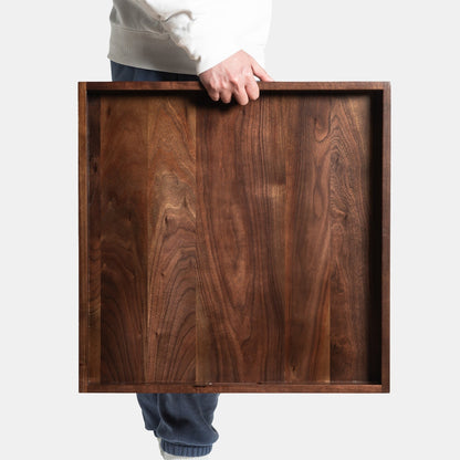 Vassoio da portata quadrato in legno di noce nero KINWELL con manici