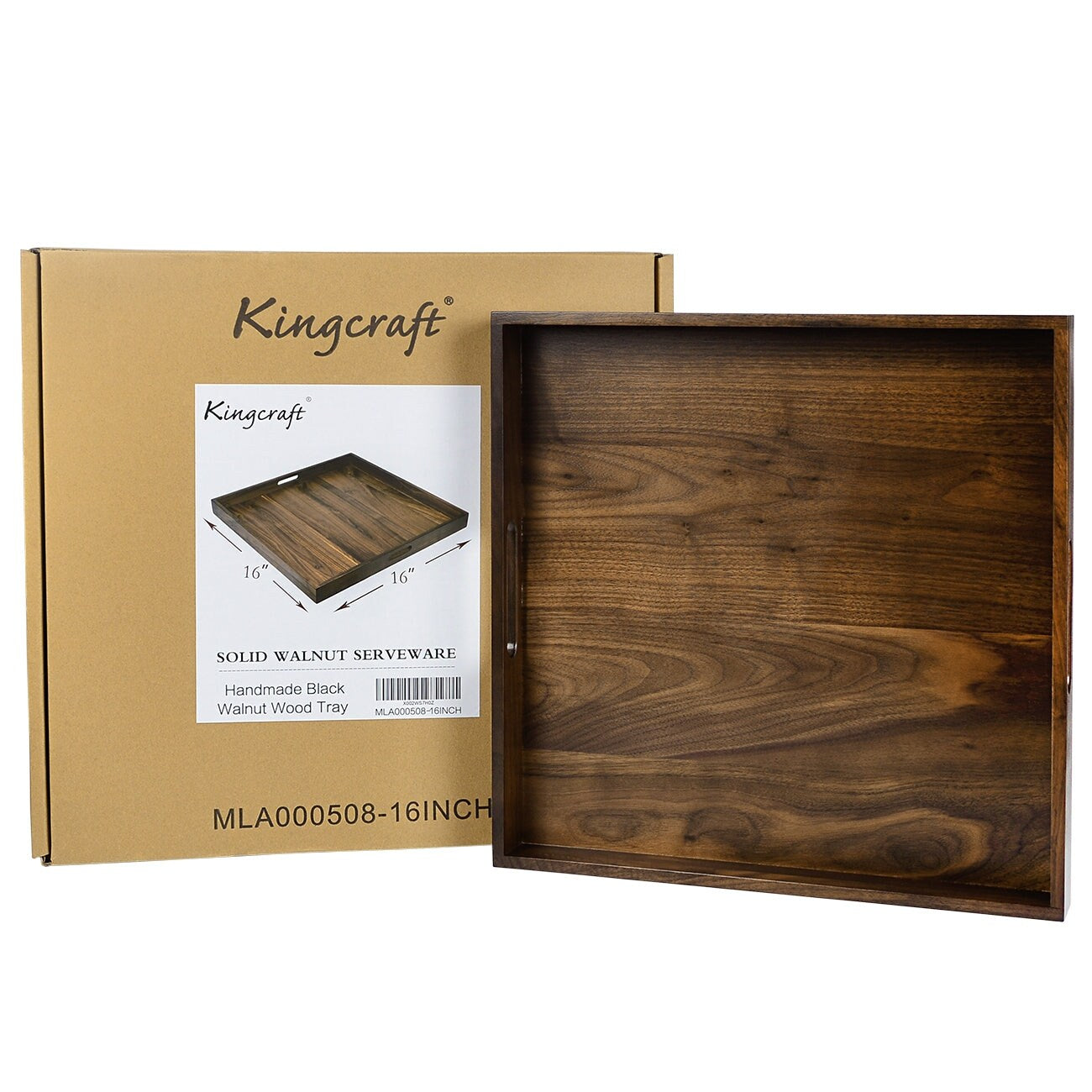 Vassoio da portata quadrato in legno di noce nero KINWELL con manici