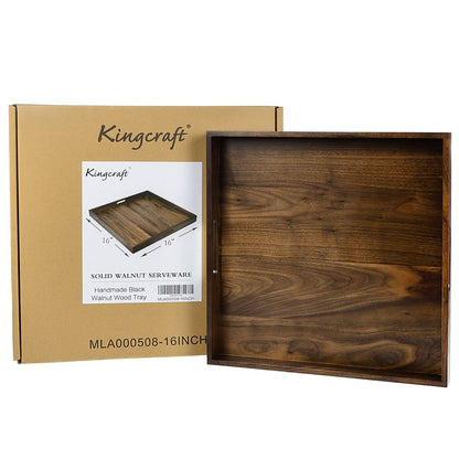 Vassoio da portata quadrato in legno di noce nero KINWELL con manici