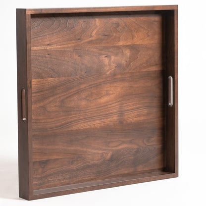 Vassoio da portata quadrato in legno di noce nero KINWELL con manici