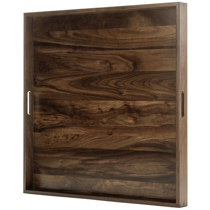 Vassoio da portata quadrato in legno di noce nero KINWELL con manici