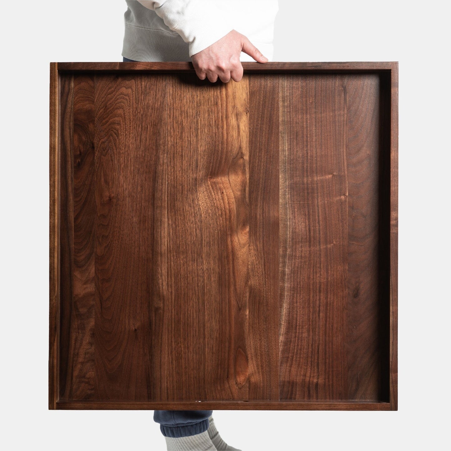 Vassoio da portata quadrato in legno di noce nero KINWELL con manici