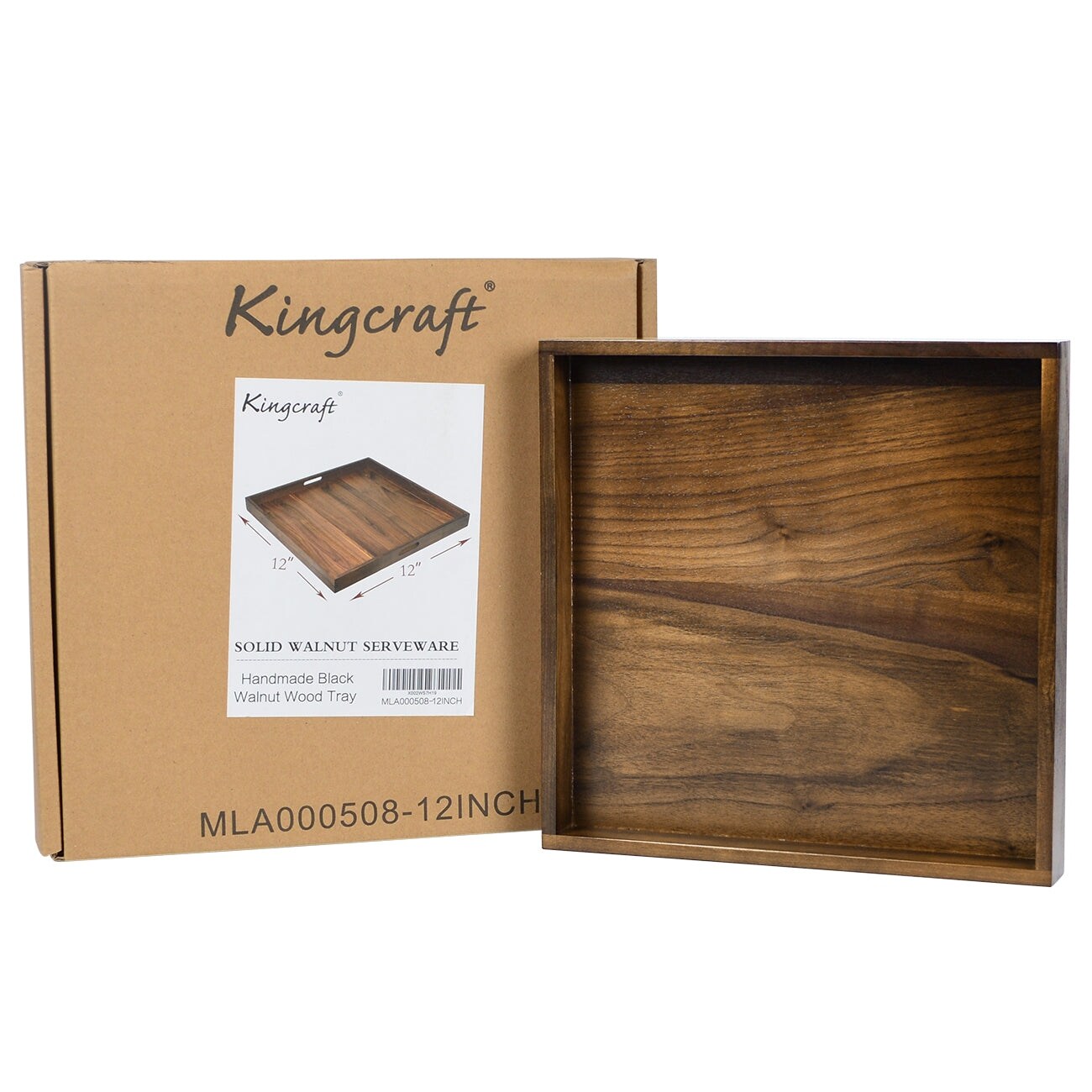 Vassoio da portata quadrato in legno di noce nero KINWELL con manici