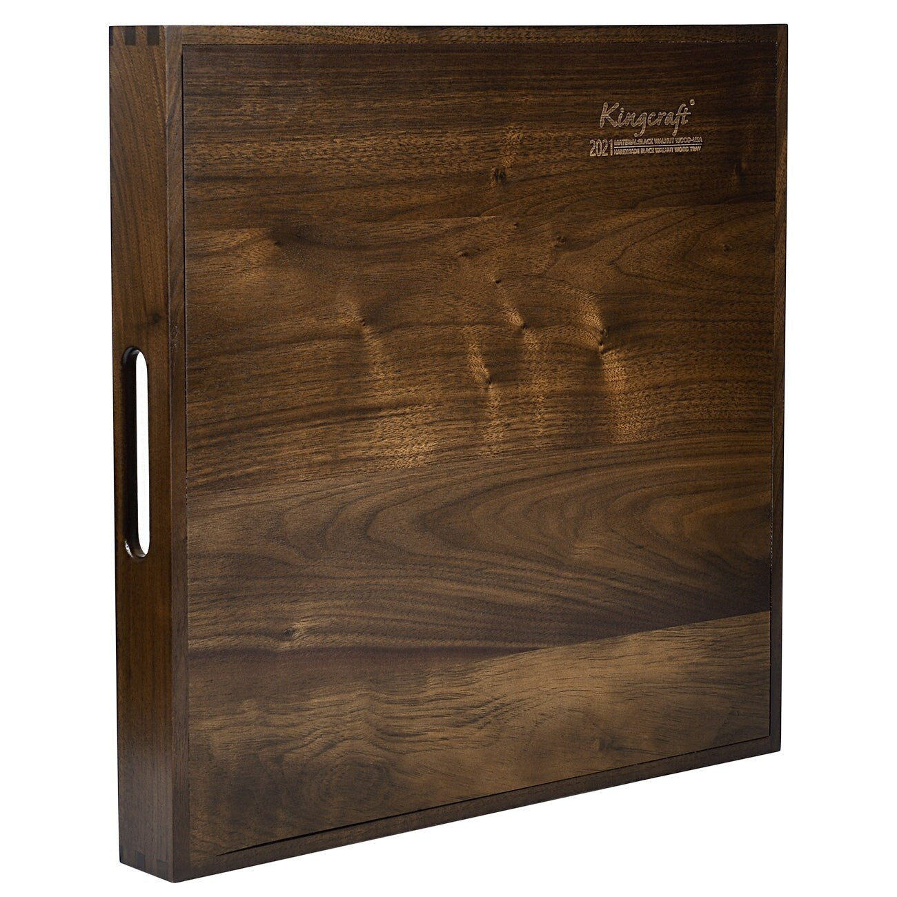 Vassoio da portata quadrato in legno di noce nero KINWELL con manici