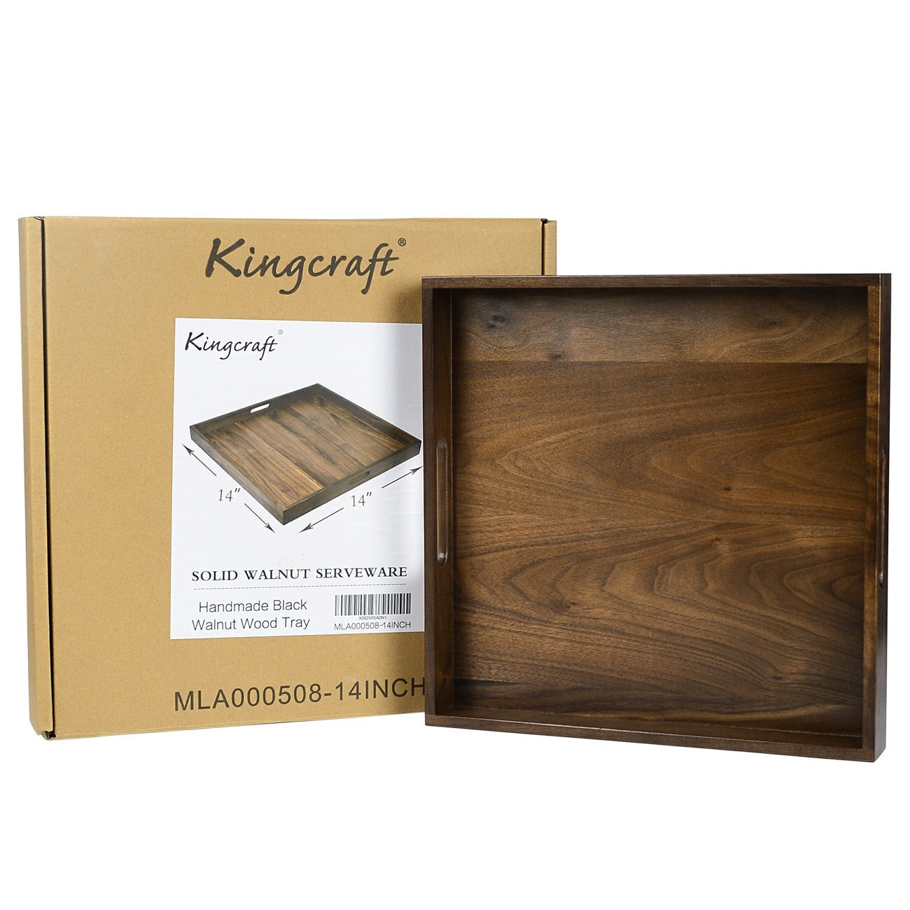 Vassoio da portata quadrato in legno di noce nero KINWELL con manici