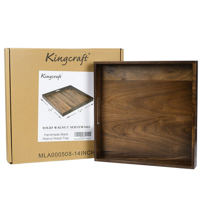 Vassoio da portata quadrato in legno di noce nero KINWELL con manici