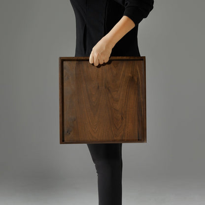 Vassoio da portata quadrato in legno di noce nero KINWELL con manici