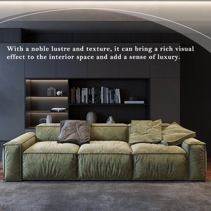 Divano quadrato 110'' Masha Velvet a quattro posti per soggiorno Divano-letto