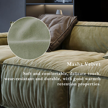 Divano quadrato 110'' Masha Velvet a quattro posti per soggiorno Divano-letto