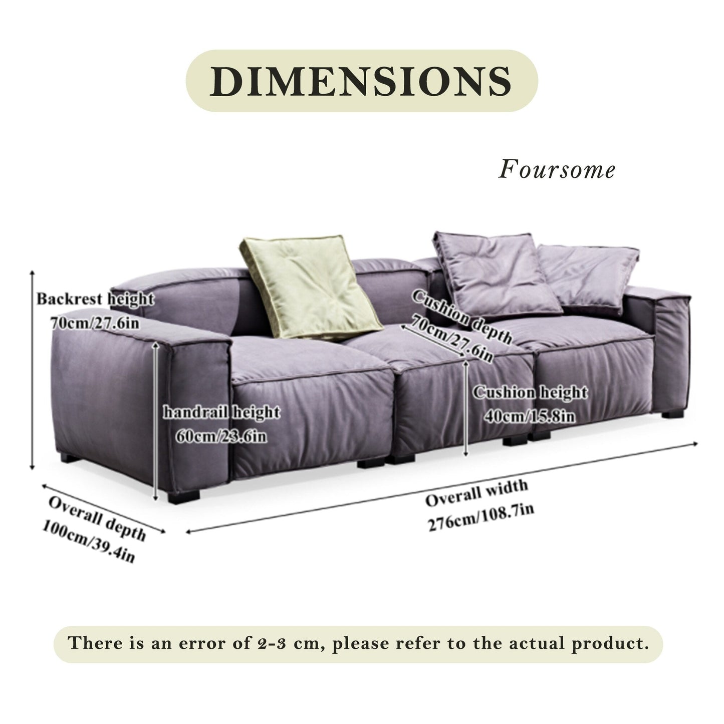 Divano quadrato 110'' Masha Velvet a quattro posti per soggiorno Divano-letto