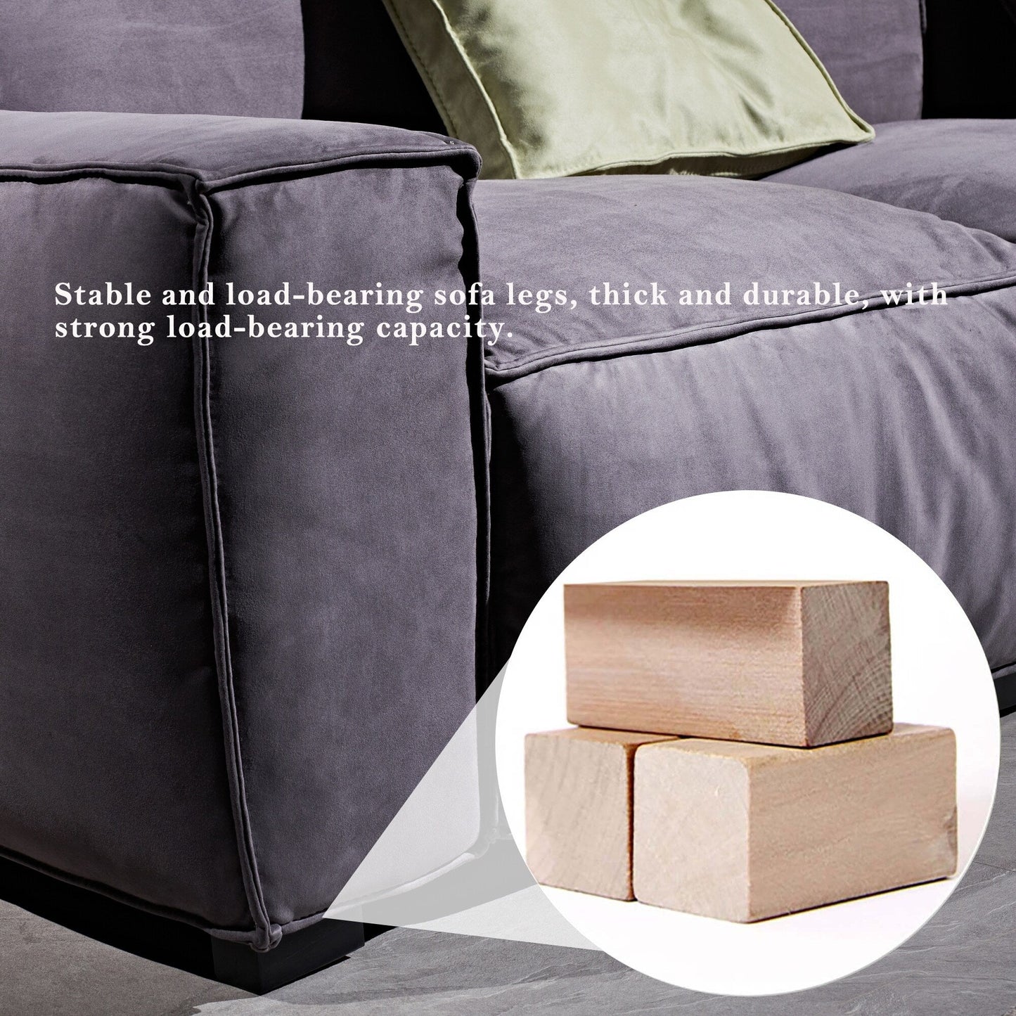 Divano quadrato 110'' Masha Velvet a quattro posti per soggiorno Divano-letto