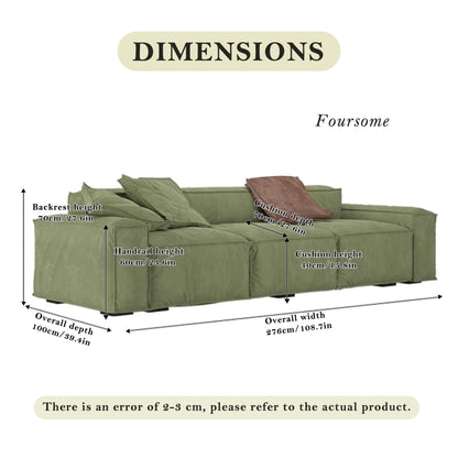 Divano quadrato 110'' Masha Velvet a quattro posti per soggiorno Divano-letto