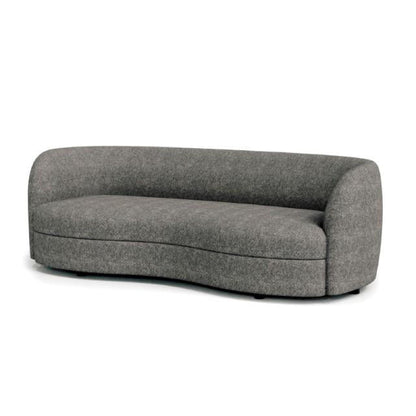 Divano Srey, 84 pollici, bouclé grigio antracite, forma a rene curva e liscia