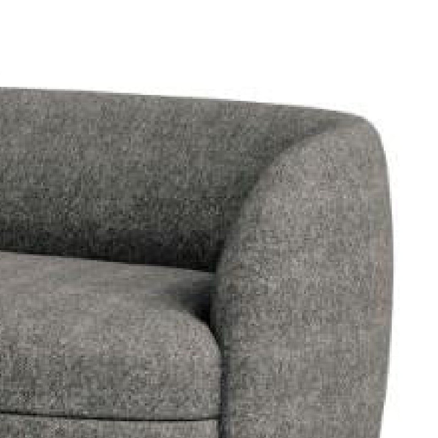 Divano Srey, 84 pollici, bouclé grigio antracite, forma a rene curva e liscia