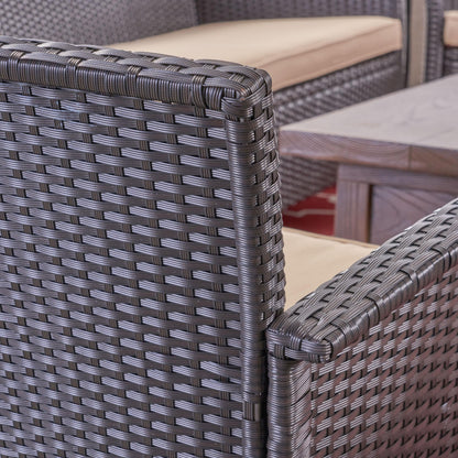 Set da esterno in vimini da 7 posti St. Lucia con braciere di Christopher Knight Home