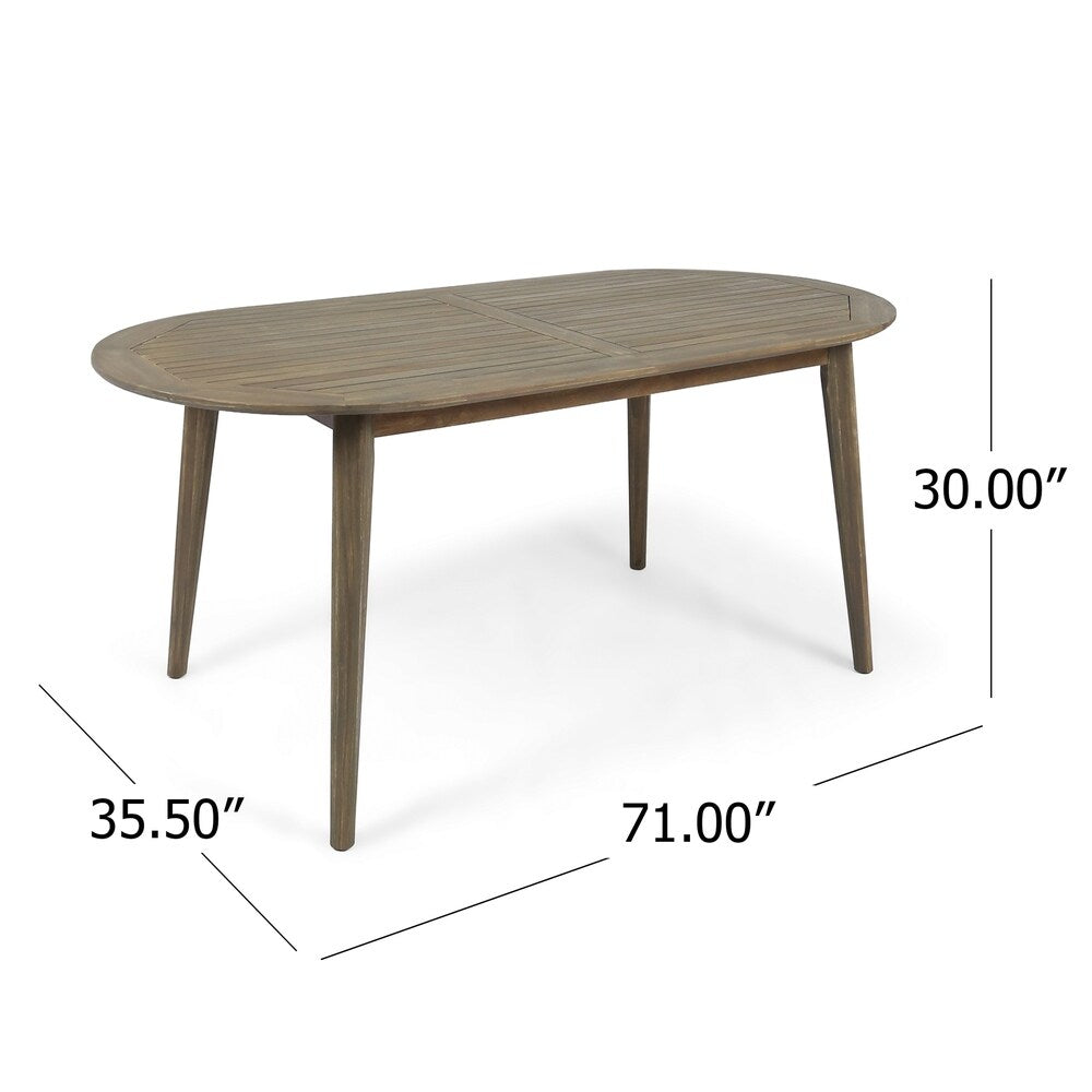 Set da pranzo da esterno Stamford in legno di acacia da 7 pezzi con tavolo ovale di Christopher Knight Home