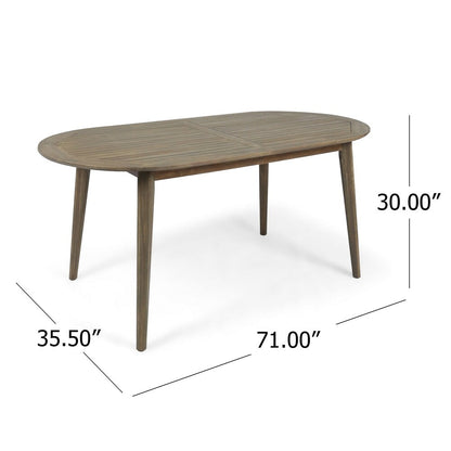 Set da pranzo da esterno Stamford in legno di acacia da 7 pezzi con tavolo ovale di Christopher Knight Home