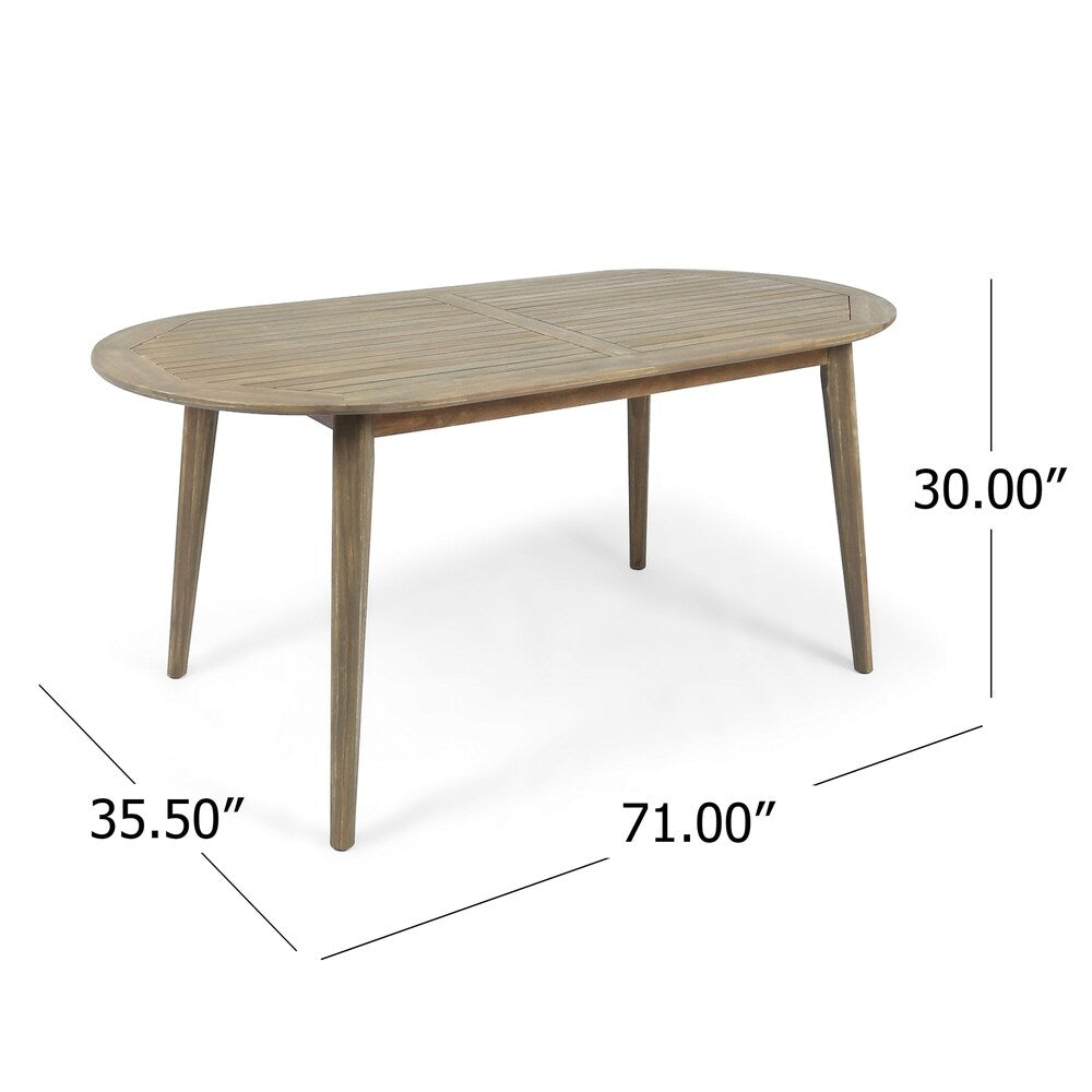 Set da pranzo da esterno Stamford in legno di acacia da 7 pezzi con tavolo ovale di Christopher Knight Home