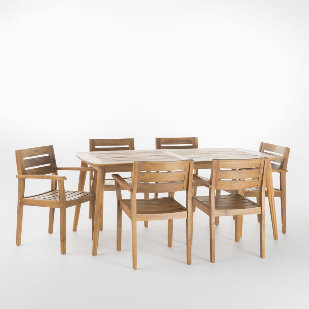 Set da pranzo rettangolare da 7 pezzi in legno di acacia Stamford Outdoor di Christopher Knight Home