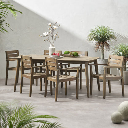 Set da pranzo rettangolare da 7 pezzi in legno di acacia Stamford Outdoor di Christopher Knight Home