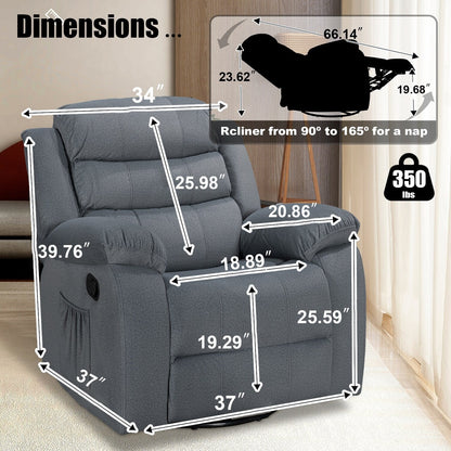 Poltrona reclinabile standard con funzione di oscillazione e rotazione per il soggiorno